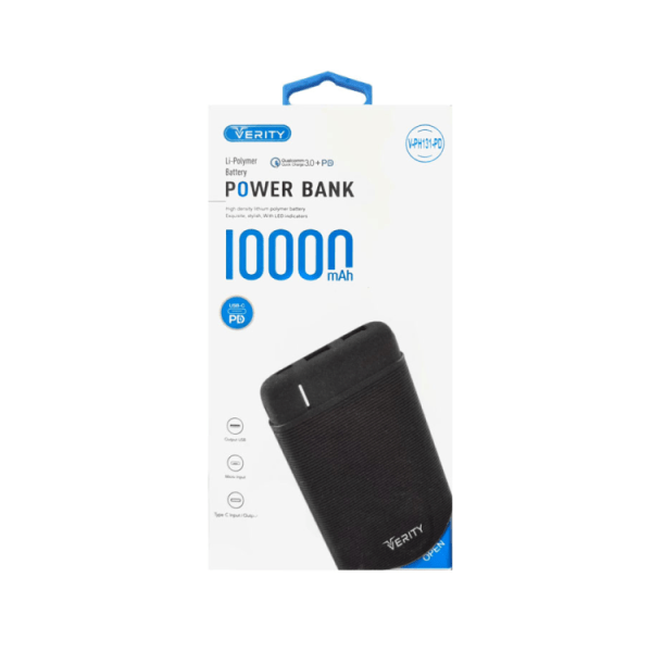 پاوربانک VERITY 10000mAh فست شارژ مدل PH131 مشکی